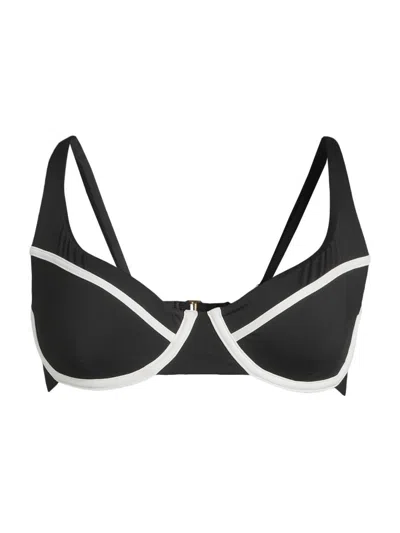 Beach Riot Women's Lulu Sporty Swim Top In Black