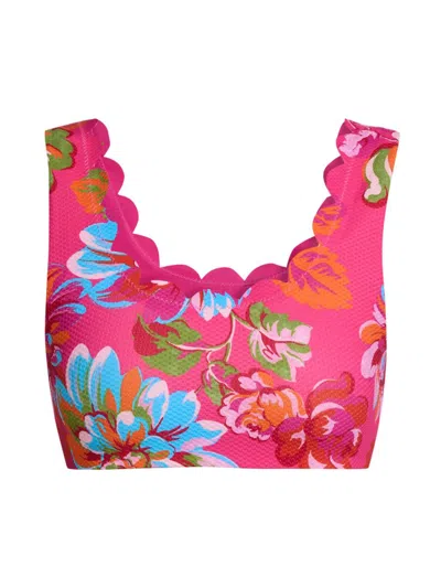 Beach Riot Women's Madison Floral Scallop Bikini Top In Pink