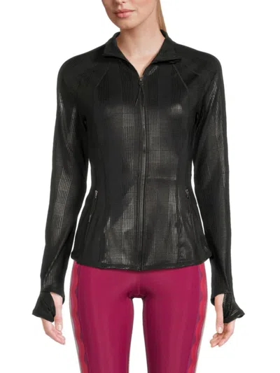 Beach Riot Women's Reina Plaid Zip Jacket In Black