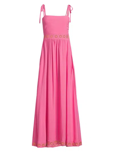 Beach Riot Women's Rianne Eyelet-trimmed Maxi Dress In Pink