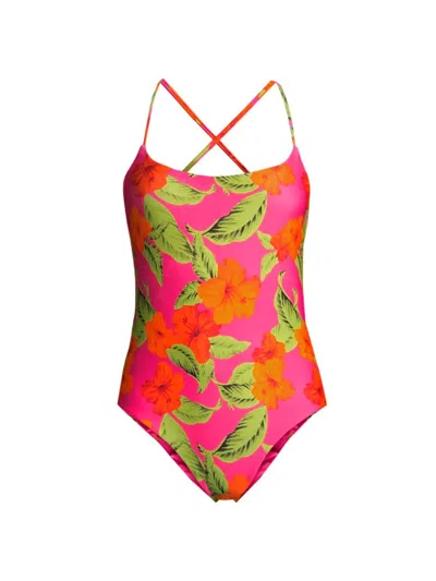 Beach Riot Women's Stevie One-piece Swimsuit In Hibiscus Sunset