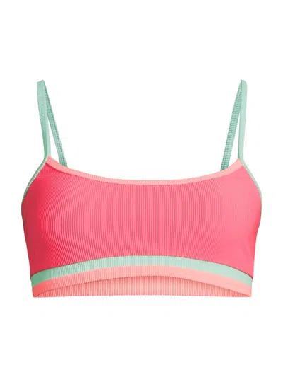 BEACH RIOT WOMEN'S VAL STRIPED RIB-KNIT BIKINI TOP