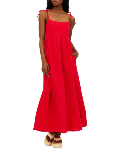 Beach Riot Women's Valory Cotton-linen Maxi Dress In Red