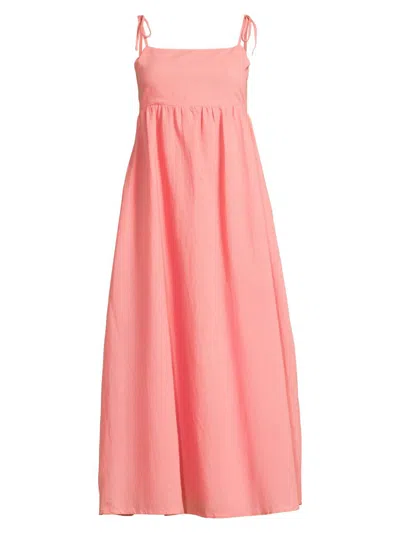 Beach Riot Women's Valory Cotton-linen Midi-dress In Pink