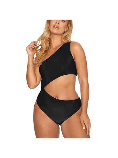 Beach Riot Womens Ribbed Polyester One-piece Swimsuit In Black