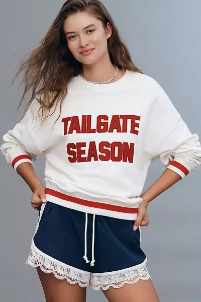 Beach Riot X Anthropologie Cotton Pullover Sweatshirt In White