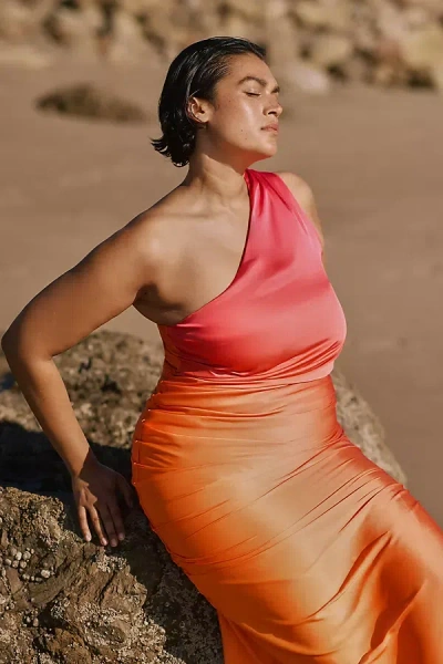 Beach Riot X Anthropologie One-shoulder Midi Dress In Orange