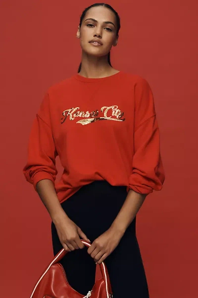 Beach Riot X Anthropologie Script City Sweatshirt In Red