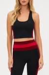 Beach Riot Yara Colorblock Racerback Crop Tank In Black