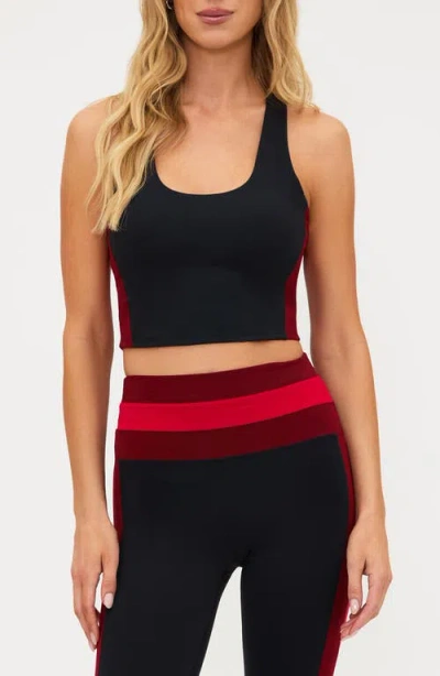 Beach Riot Yara Colorblock Racerback Crop Tank In Black