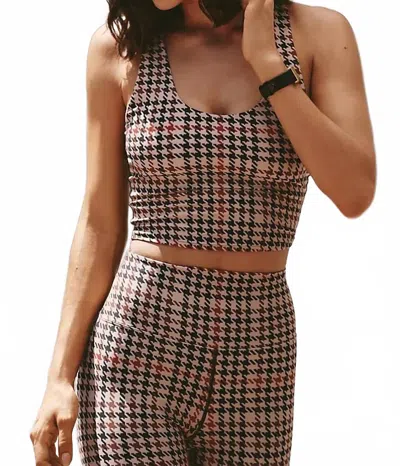 Beach Riot Yara Crop Top In Midnight Houndstooth In Multi