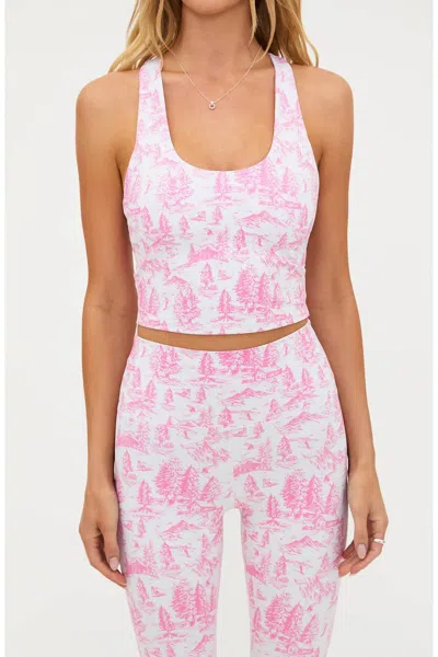Beach Riot Yara Print Racerback Crop Tank In Powder Pink