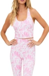 Beach Riot Yara Print Racerback Crop Tank In Pink
