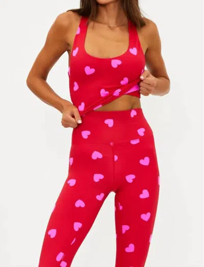 Beach Riot Piper Leggings In Royal Red Hearts In Multi