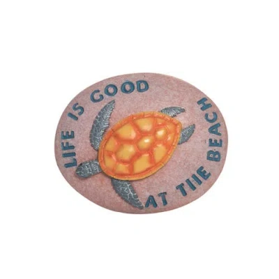 Beachcombers 1.75" Resin Pebble At The Beach Turtle In Pink