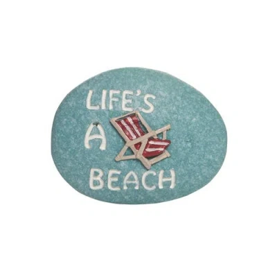Beachcombers 1.75" Resin Pebble Life's A Beach Chair In Blue