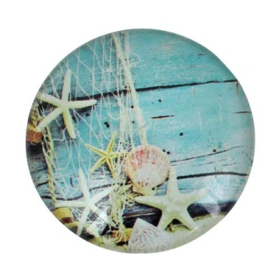 Beachcombers 2" Glass Starfish On Boards Magnet In Blue