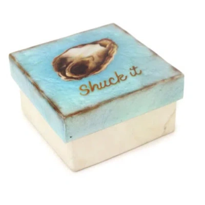 Beachcombers 3" Capiz "shuck It" Trinket Box In Blue