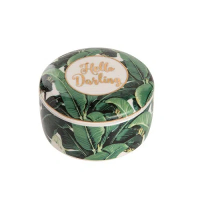 Beachcombers 3.5" Ceramic Hello Darling Jewelry Box In Green