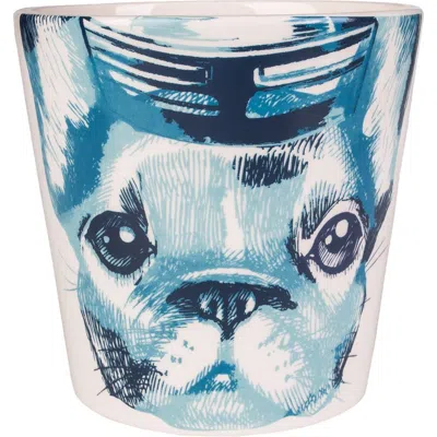 Beachcombers 4" Ceramic Frenchie Dog Coastal Tabletop Planter Home Decor In Blue
