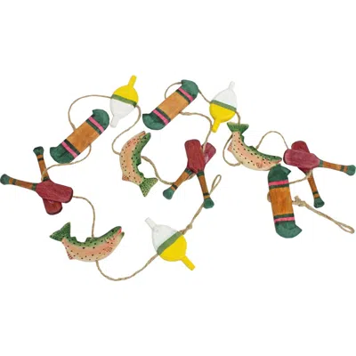 Beachcombers 49" Wood Boat And Oars Garland In Green