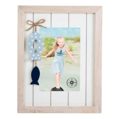 Beachcombers 4x6 Frame With 2 Hanging Fish Nautical Photo Frame Picture Holder In Sand