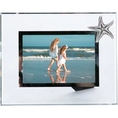 Beachcombers 4x6 Pewter Starfish Glass Picture Photo Frame In White