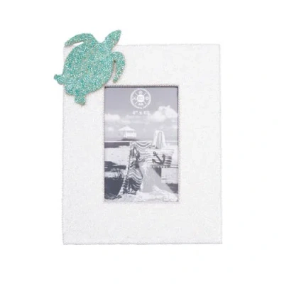 Beachcombers 4x6 White Glass Beads Sea Turtle Photo Picture Frame In Multi