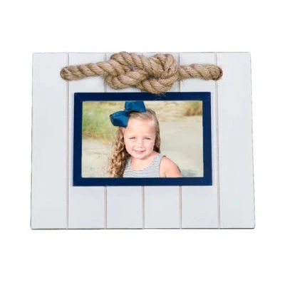 Beachcombers 4x6 White Wood Photo Frame With Jute Rope In Multi