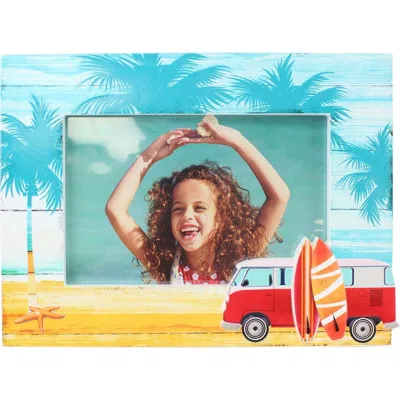 Beachcombers 8" Resin 4x6 Blue Surf Scene Photo Picture Frame In Red