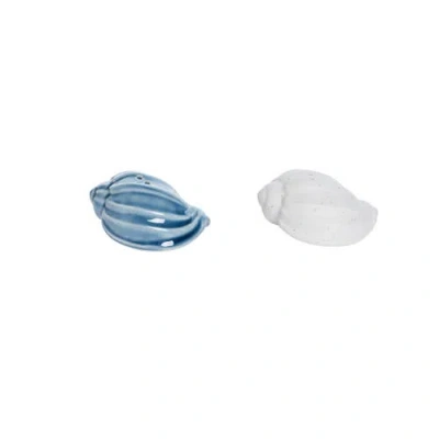 Beachcombers Blue & Bisque Shell Salt Pepper Set