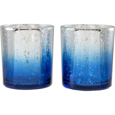 Beachcombers Blue Ombre Set Of 2 Glass Votive Candle Holders 3.07"