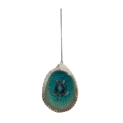 Beachcombers Blue Sea Turtle In Seashell Tree Ornament