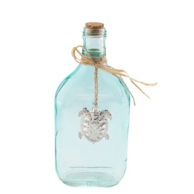 Beachcombers Bottle With Pewter Turtle In Blue