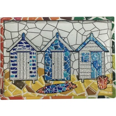 Beachcombers Bungalow Mosaic Resin Magnet Refrigerator Decorative Magnet In White