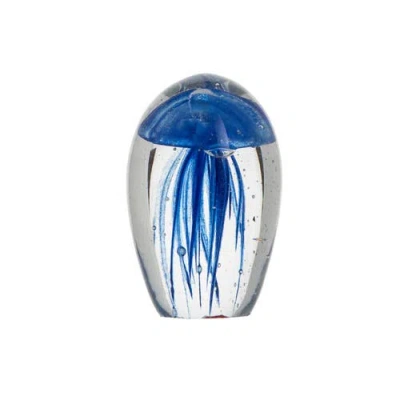 Beachcombers Dark Blue Glass Glowing Jellyfish Decorative Paperweight