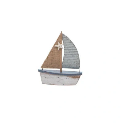 Beachcombers Distressed Wooden Sailboat Decorative Figurine 6.25" X 7.5" In Multi