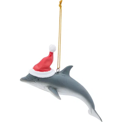 Beachcombers Dolphin With Santa Hat Ornament In Gray