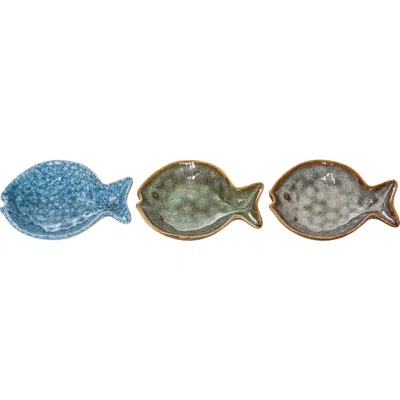 Beachcombers Fish Accent Dish Plates Set Of 3 In Multi