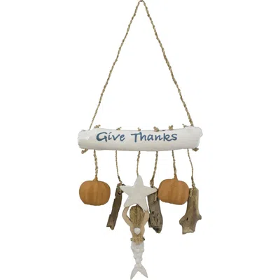 Beachcombers "give Thanks" Mermaid Pumpkin Hanging Figurine In White