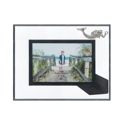Beachcombers Glass 4x6 Photo Frame With Pewter Mermaid In Multi