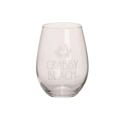 Beachcombers Glass Crabby Beach Stemless Glass In White