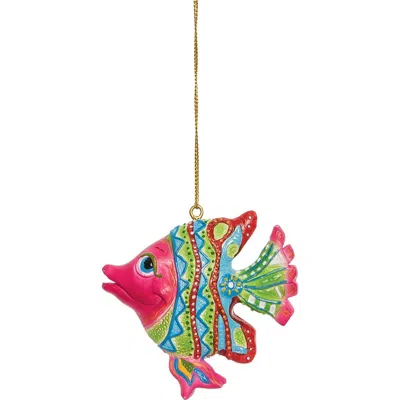Beachcombers Green And Pink Striped Fish Ornament