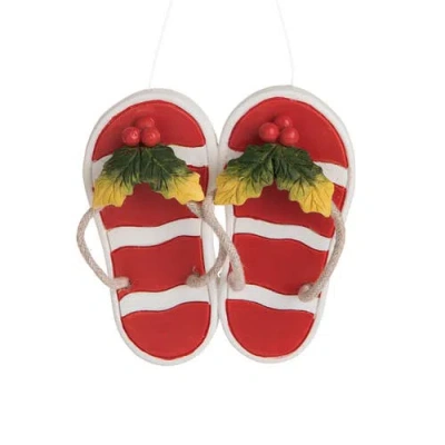 Beachcombers Holly Berries Flipflops Ornament In Red