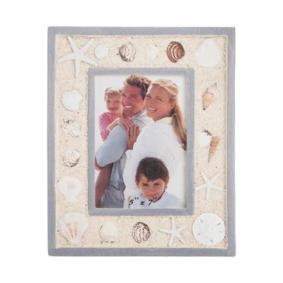Beachcombers Large Shell & Sand 5x7 Photo Picture Frame In Gray