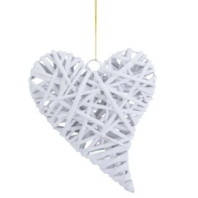 Beachcombers Large Wicker Heart Ornament Decor In White