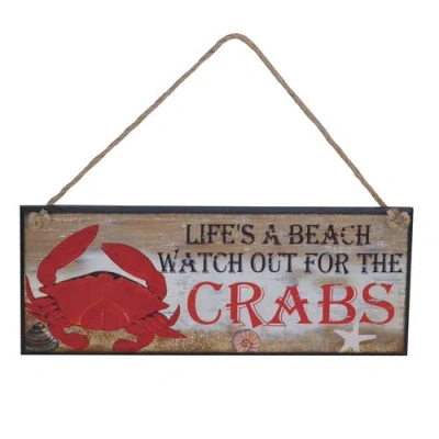 Beachcombers Life's A Beach Watch Out For The Crabs Wall Sign Plaque In Brown