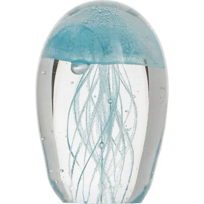 Beachcombers Light Blue Glass Glowing Jellyfish Decorative Paperweight