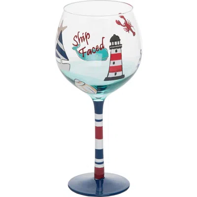 Beachcombers Lighthouse Harbor Drinking Glass 8.76" In Red