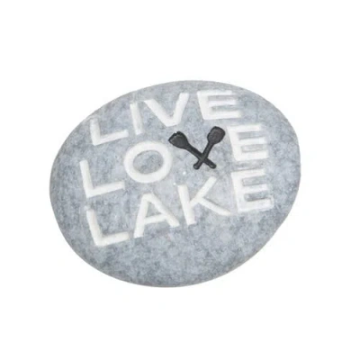Beachcombers "live Love Lake" Decorative Resin Pebble 1.75" In Blue